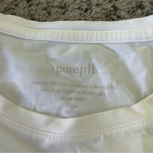 PureJill J.Jill White Stretch Cotton Crew Neck Tee Size Small Petite - Picture 8 of 8